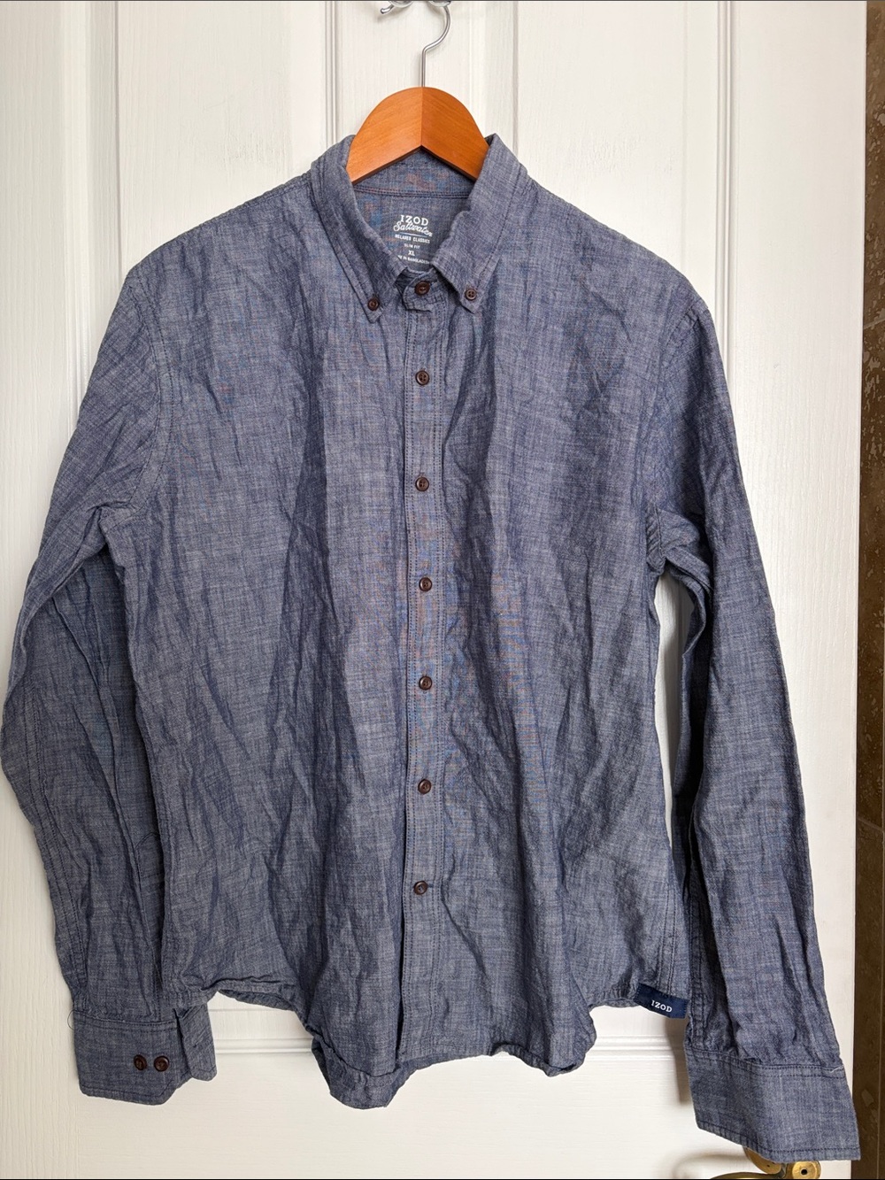 Izod Saltwater Chambray Button-Down Shirt in Heather Blue